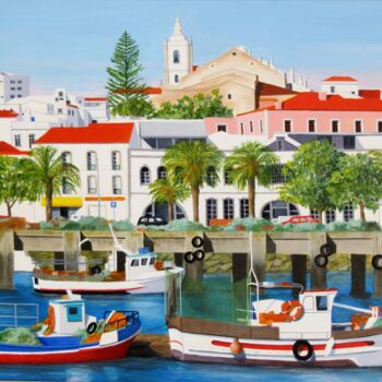Pintura titulada "Lagos -Algarve, sou…" por Inês Dourado, Obra de arte original, Acrílico Montado en Bastidor de camilla de…
