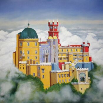 Pintura intitulada "O Palácio dos Sonho…" por Inês Dourado, Obras de arte originais, Óleo Montado em Armação em madeira