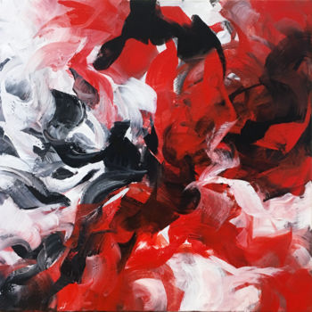 Ζωγραφική με τίτλο "Rouge alternatif" από Ines Khadraoui, Αυθεντικά έργα τέχνης, Ακρυλικό