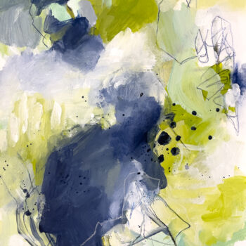 Pintura intitulada "Blue composition N1" por Ines Khadraoui, Obras de arte originais, Acrílico