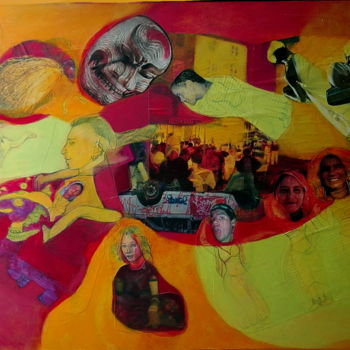 Painting titled "Dancing around" by Inês L Ramos, Original Artwork, Collages