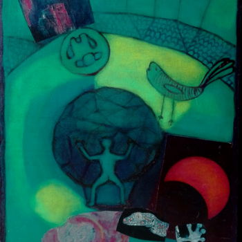 Malarstwo zatytułowany „Upside down” autorstwa Inês L Ramos, Oryginalna praca, Kolaże