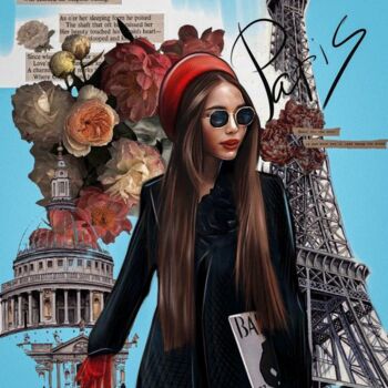 Digitale Kunst getiteld "Paris" door Inesa Zykova, Origineel Kunstwerk, Digitaal Schilderwerk