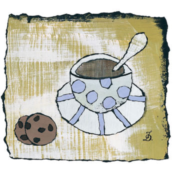 Drawing titled "Café & cookie" by Inès Dauxerre, Original Artwork