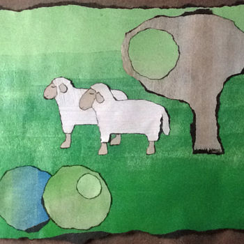 Dessin intitulée "Moutons" par Inès Dauxerre, Œuvre d'art originale