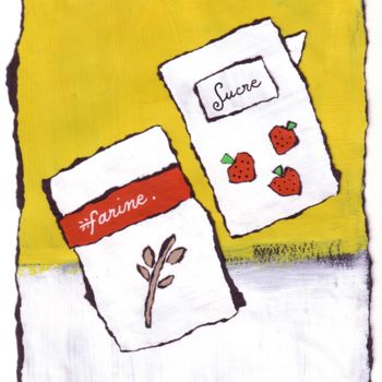 Dibujo titulada "Farine et Sucre" por Inès Dauxerre, Obra de arte original