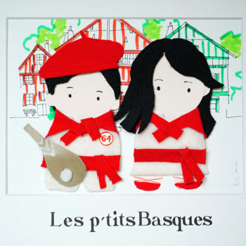 Artisanat intitulée "Les p'tis Basques" par Inès Dauxerre, Œuvre d'art originale