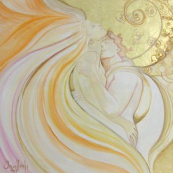 Painting titled "Angels in Love" by Inés Honfi, Original Artwork