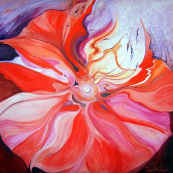 Painting titled "Flower of Passion I…" by Inés Honfi, Original Artwork