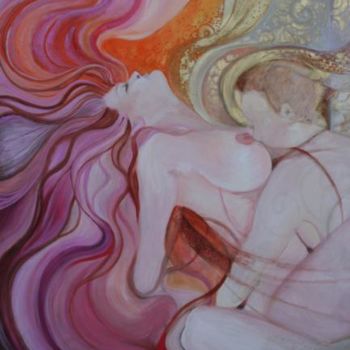 Peinture intitulée "Kissing my Heart" par Inés Honfi, Œuvre d'art originale