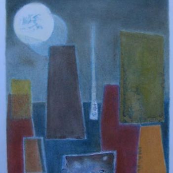 Painting titled "Paysage Urbain avec…" by Inés Morrone, Original Artwork, Oil