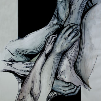 Картина под названием "(in)consciencia cor…" - Inês Paixão, Подлинное произведение искусства, Акварель