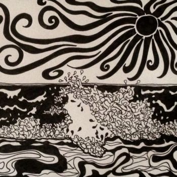 Desenho intitulada "Waves" por Agnès, Obras de arte originais