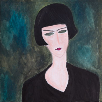 Pintura intitulada "Modigliani 1" por Agnès, Obras de arte originais, Aquarela