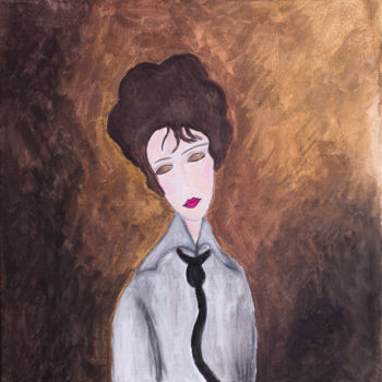 Painting titled "Modigliani 2" by Agnès, Original Artwork, Watercolor