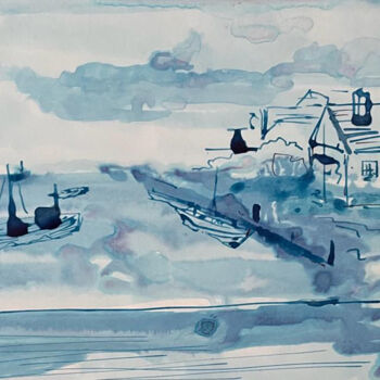 Dibujo titulada "Place in Devon" por Inessa Dubova, Obra de arte original, Tinta