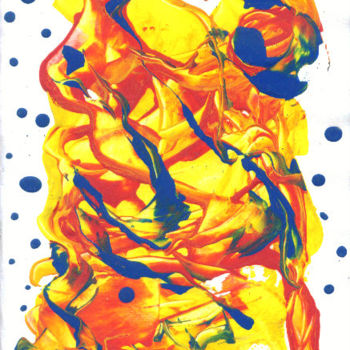 Pintura intitulada "cartaoninja-de-fogo…" por Inezpagnocelli, Obras de arte originais