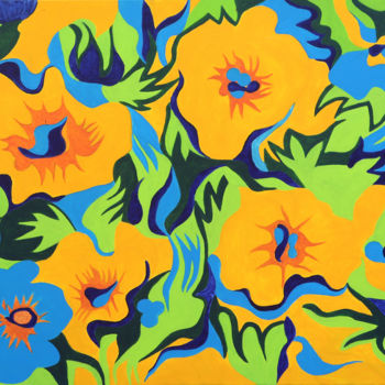 Peinture intitulée "natureza-flores-80-…" par Inezpagnocelli, Œuvre d'art originale