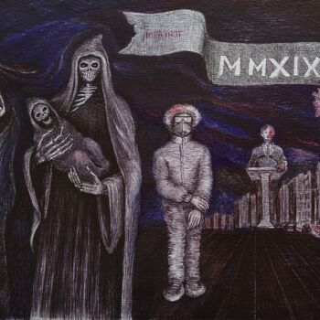 Drawing titled "MMXIX" by Infa Inot, Original Artwork, Ink