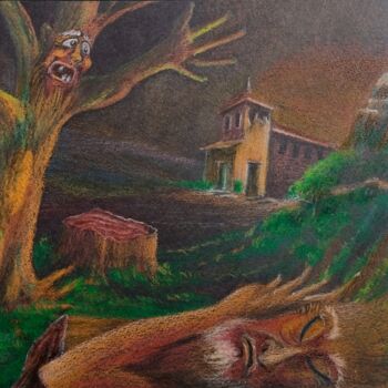 Drawing titled "El árbol anciano ab…" by Infa Inot, Original Artwork, Wax
