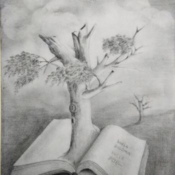 Dibujo titulada "Vuela alto paloma" por Infa Inot, Obra de arte original, Lápiz