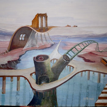 Painting titled "Al otro lado del su…" by Infa Inot, Original Artwork, Tempera