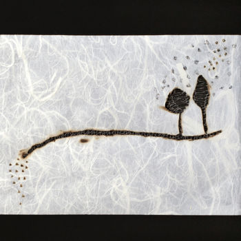 Collages intitolato "Tableau papier brûl…" da Stéphanie Salinères, Opera d'arte originale, Carta