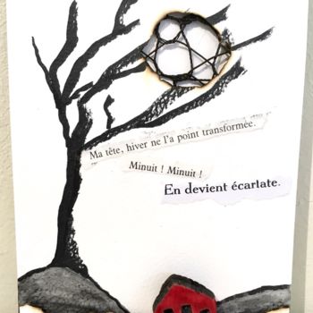 Textile Art titled "Minuit écarlate" by Stéphanie Salinères, Original Artwork, Thread