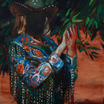 Painting titled "Lady of the Leaves" by Anton Horvatovic, Original Artwork, Oil