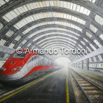 Peinture intitulée "freccia rossa" par Armando Tordoni, Œuvre d'art originale, Acrylique