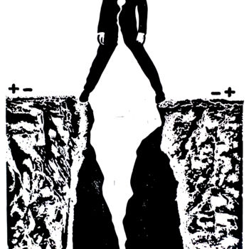 Incisioni, stampe intitolato "polarisatie-xxxl.jpg" da Luc Van Loock, Opera d'arte originale, Incisioni su linoleum
