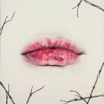 Painting titled "Lips" by Christina Michalopoulou, Original Artwork, Acrylic