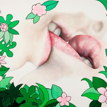 Peinture intitulée "The kiss" par Christina Michalopoulou, Œuvre d'art originale, Acrylique
