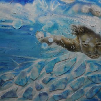 Schilderij getiteld "i love to swim 1" door Christine Cortens, Origineel Kunstwerk, Acryl
