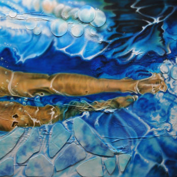Schilderij getiteld "I love To Swim 2" door Christine Cortens, Origineel Kunstwerk, Acryl