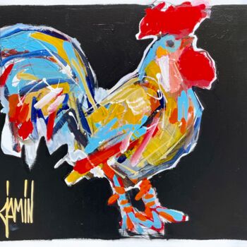 Pintura intitulada "Coq" por David Jamin, Obras de arte originais, Acrílico Montado em Armação em madeira