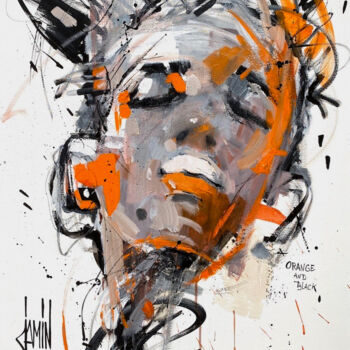 Pittura intitolato "Orange and black" da David Jamin, Opera d'arte originale, Acrilico
