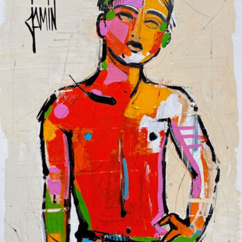 Peinture intitulée "Jeune Baigneur" par David Jamin, Œuvre d'art originale, Acrylique
