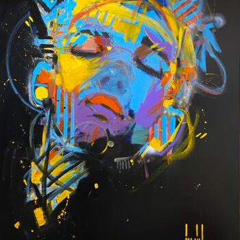 Painting titled "Introportrait à la…" by David Jamin, Original Artwork, Acrylic Mounted on Wood Stretcher frame