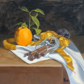 Peinture intitulée "Cinnamon & Orange" par Rowenna Morag, Œuvre d'art originale, Huile