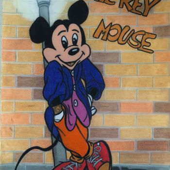 Tekening getiteld "Mickey Mouse" door Bs Van Hemert, Origineel Kunstwerk, Pastel