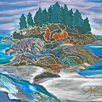 Pintura intitulada "Gabriola Island tre…" por Karen Colville, Obras de arte originais, Acrílico