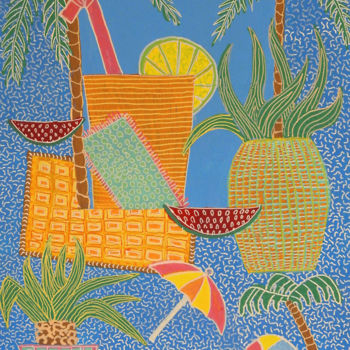 Pintura titulada "Summer Cocktail" por Lara Lind, Obra de arte original, Acrílico