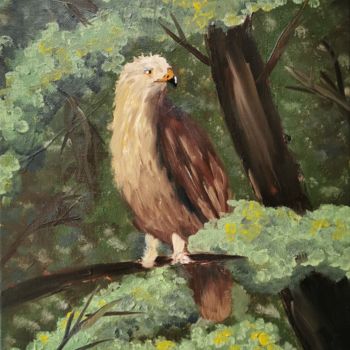 Malerei mit dem Titel "Adler im Baum" von Julietta Stone, Original-Kunstwerk, Acryl