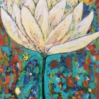 Painting titled "Lotus" by Frits Njio, Original Artwork, Acrylic