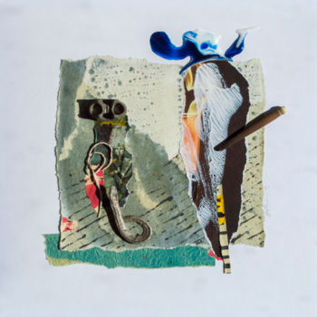 Collagen mit dem Titel "zwei ungleiche Figu…" von Nils Hoffmann, Original-Kunstwerk, Collagen Auf Andere starre Platte monti…