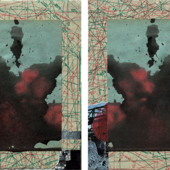 Collages getiteld "Dunkles Echo" door Nils Hoffmann, Origineel Kunstwerk, Collages