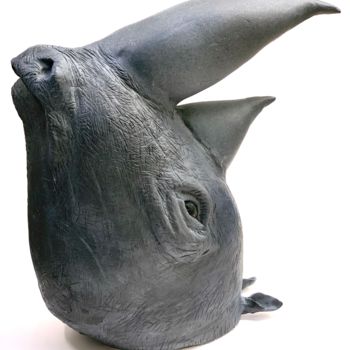 Sculpture titled "Rinoceronte" by Roberto Fugnanesi, Original Artwork, Clay