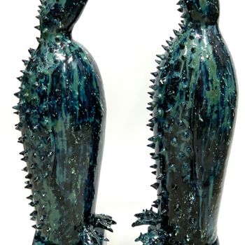 Sculpture intitulée "Pinguini" par Roberto Fugnanesi, Œuvre d'art originale, Argile