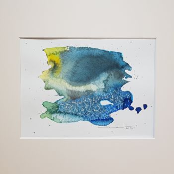 Dessin intitulée "Le Lac d'un Autre M…" par Laura Potet, Œuvre d'art originale, Aquarelle